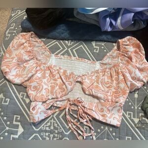 SHEIN Orange Paisley Crop Top